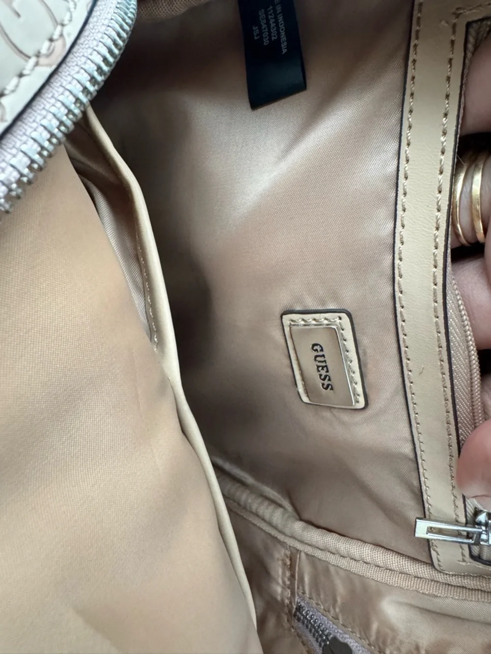 GUESS Logo Mini Backpack in Taupe Pink